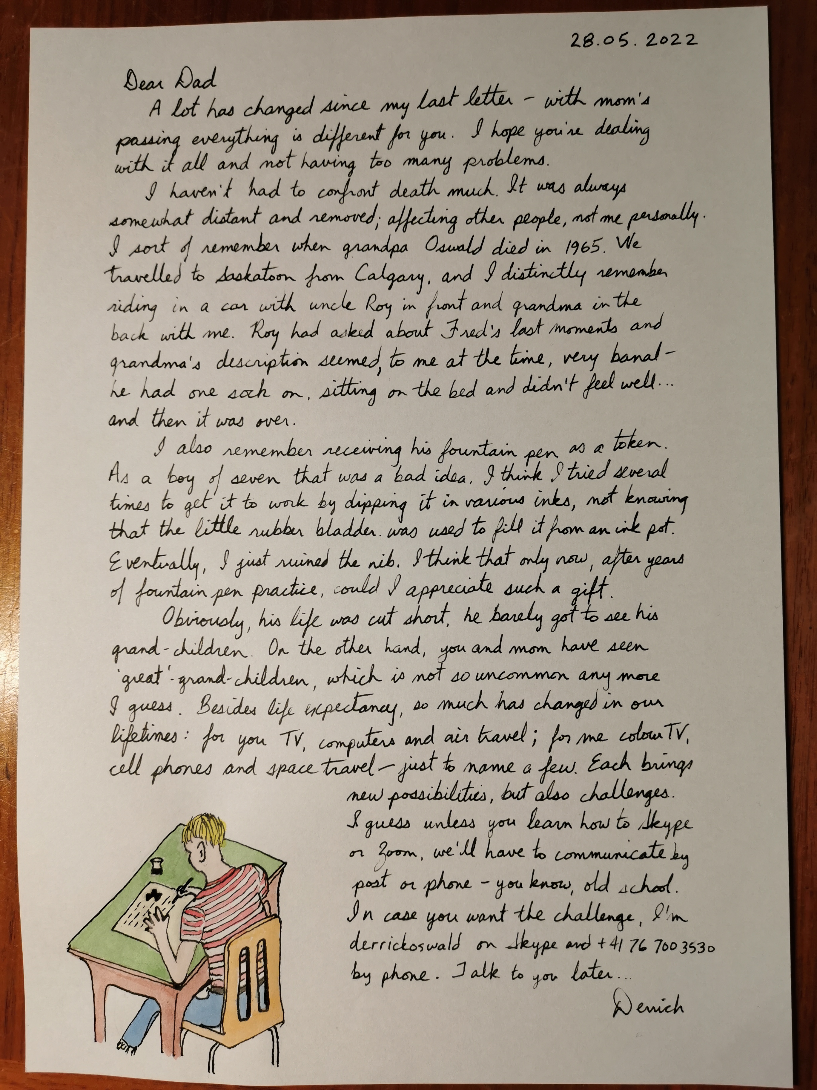 cursive letter about fred