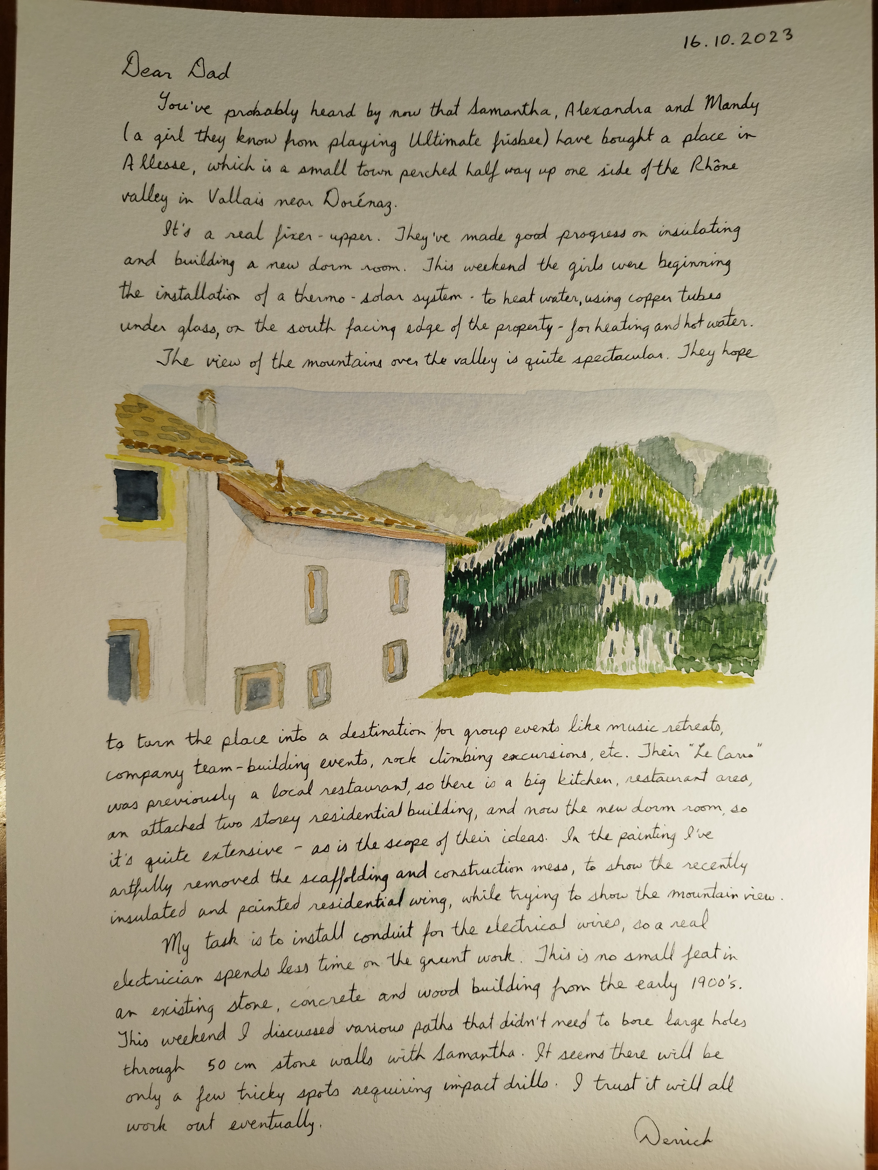 cursive letter about Le Carro