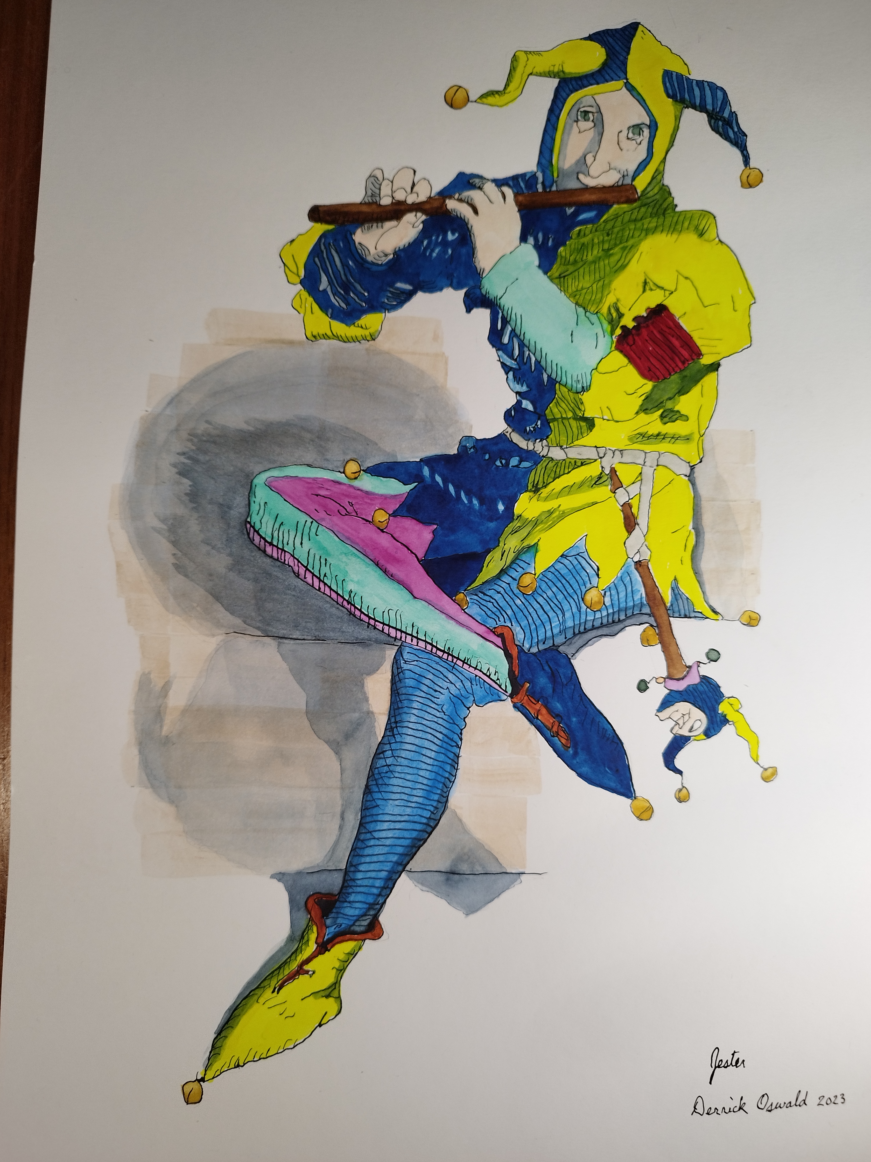 watercolour of a jester