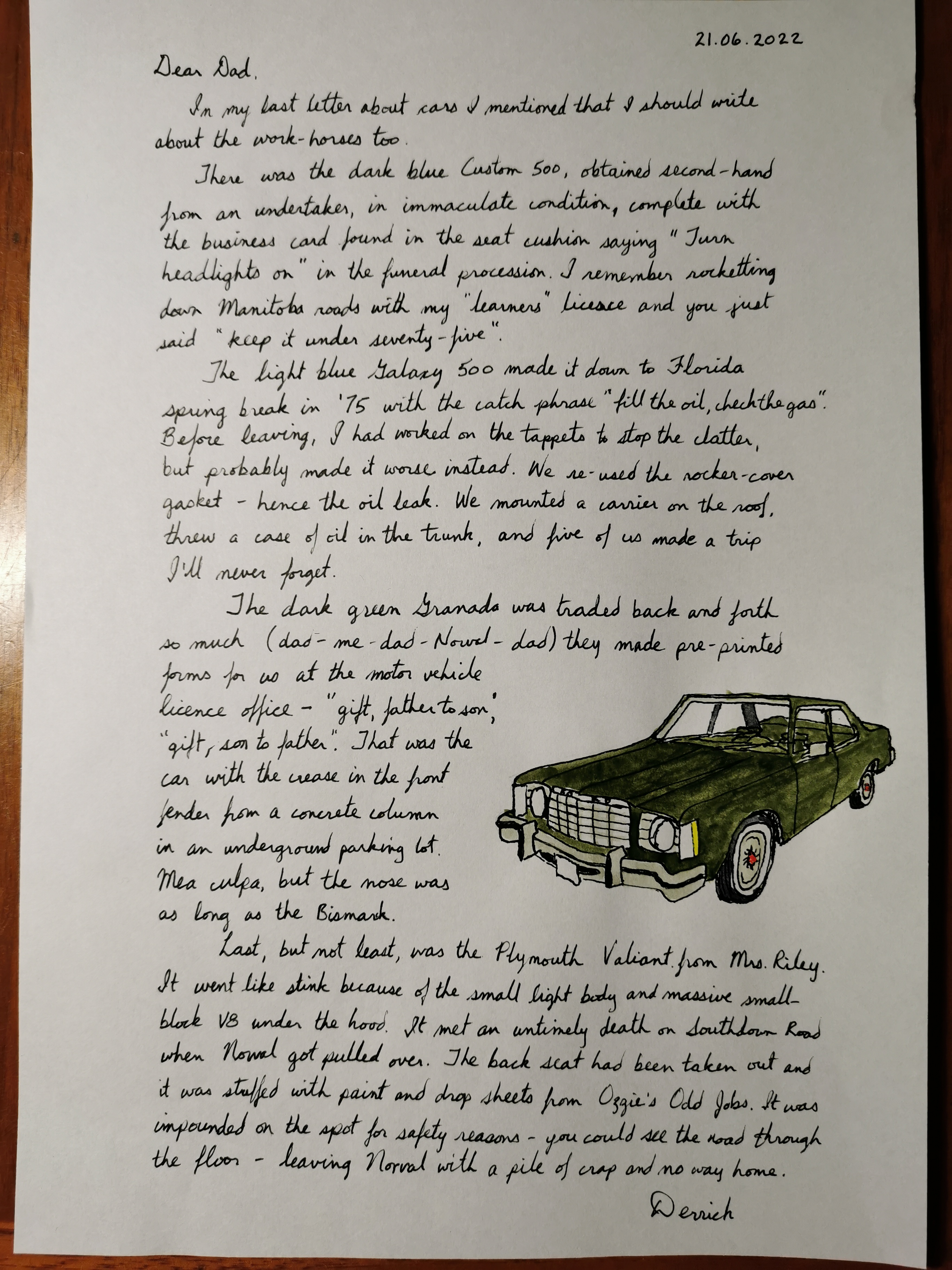 cursive letter about fords